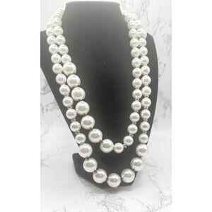 Charming Charlie Opera Length Faux Pearl Necklace 42" Graduated Beads